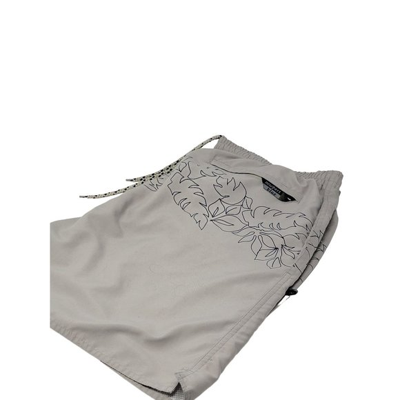 Newport Blue Lined‎ Swin Trunks Size Large Graphic Print Pockets Tan - Picture 1 of 8